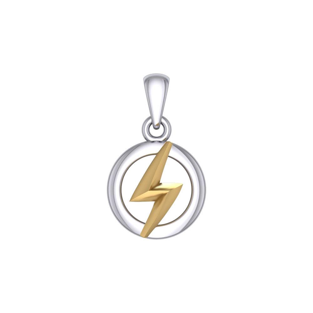 Zeus God Lightning Bolt Silver and Gold Pendant MPD5902 - Jewelry