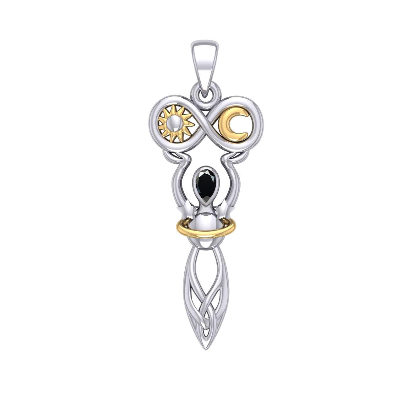 Celtic Goddess of Infinite Universe Silver and Gold Pendant MPD5931 - Jewelry