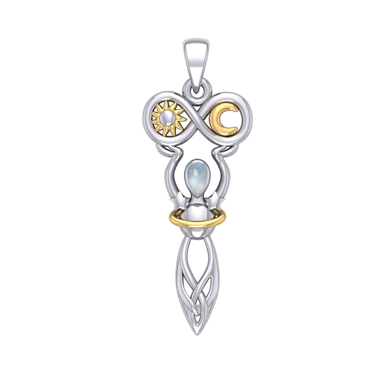 Celtic Goddess of Infinite Universe Silver and Gold Pendant MPD5931 - Jewelry