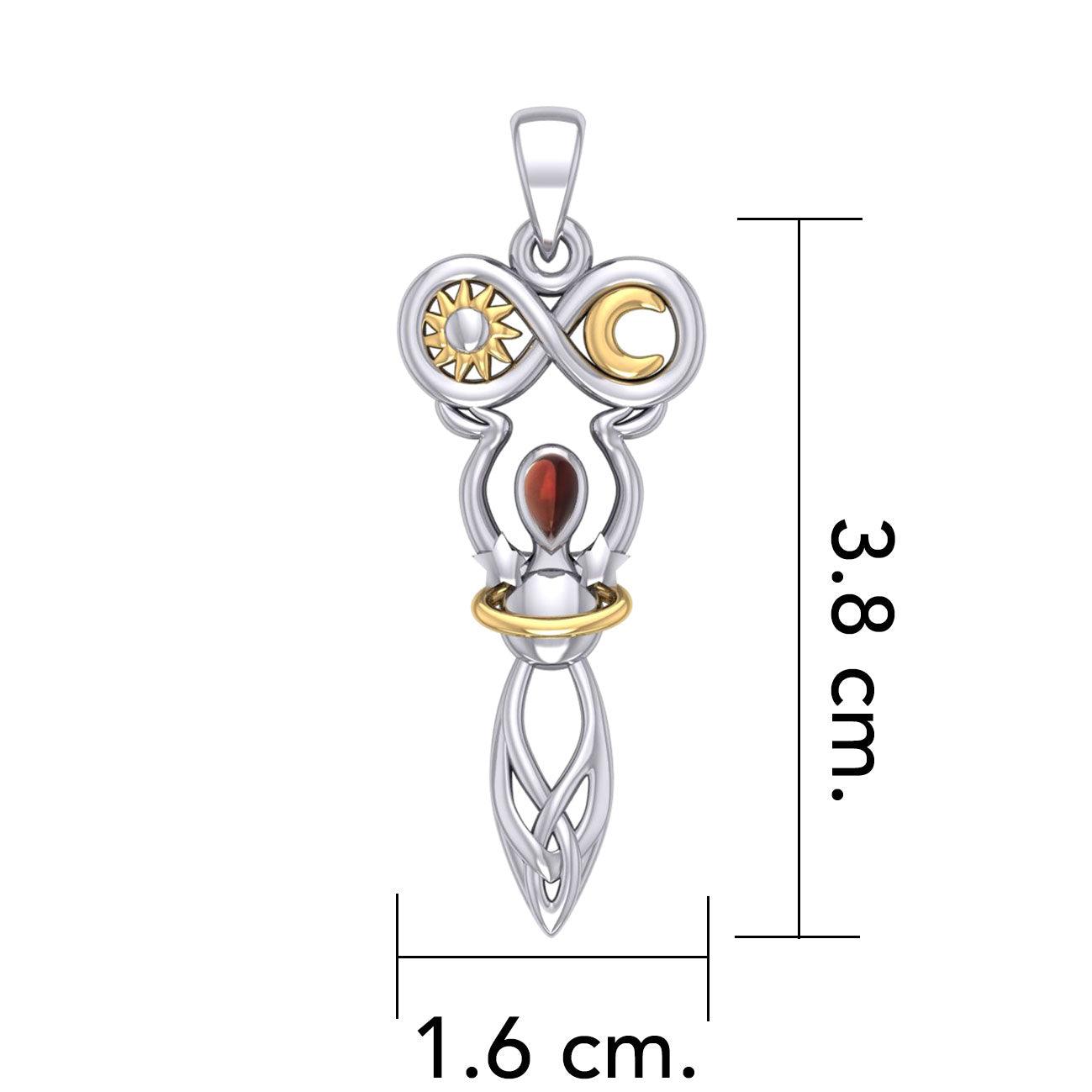 Celtic Goddess of Infinite Universe Silver and Gold Pendant MPD5931 - Jewelry
