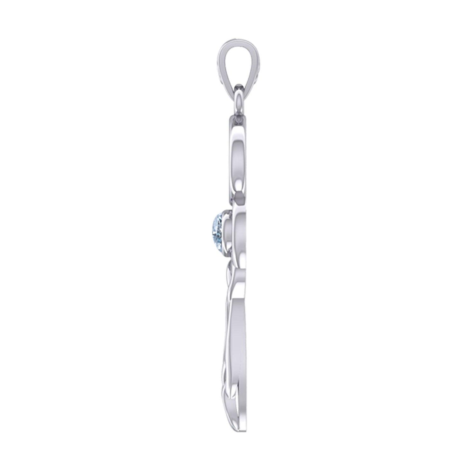 Celtic Goddess Pisces Astrology Zodiac Sign Silver and Gold Accents Pendant with Aquamarine MPD5934 - Jewelry