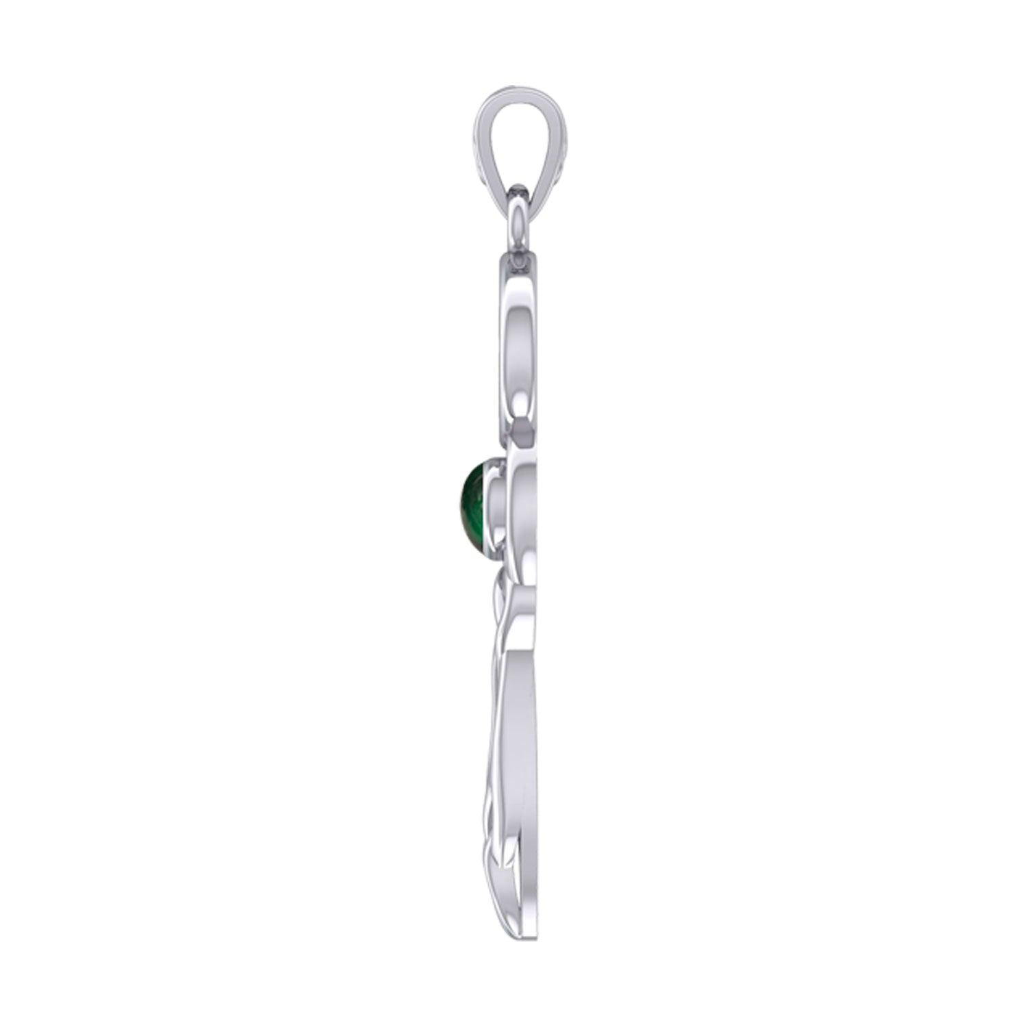 Celtic Goddess Taurus Astrology Zodiac Sign Silver and Gold Accents Pendant with Emerald MPD5936 - Jewelry