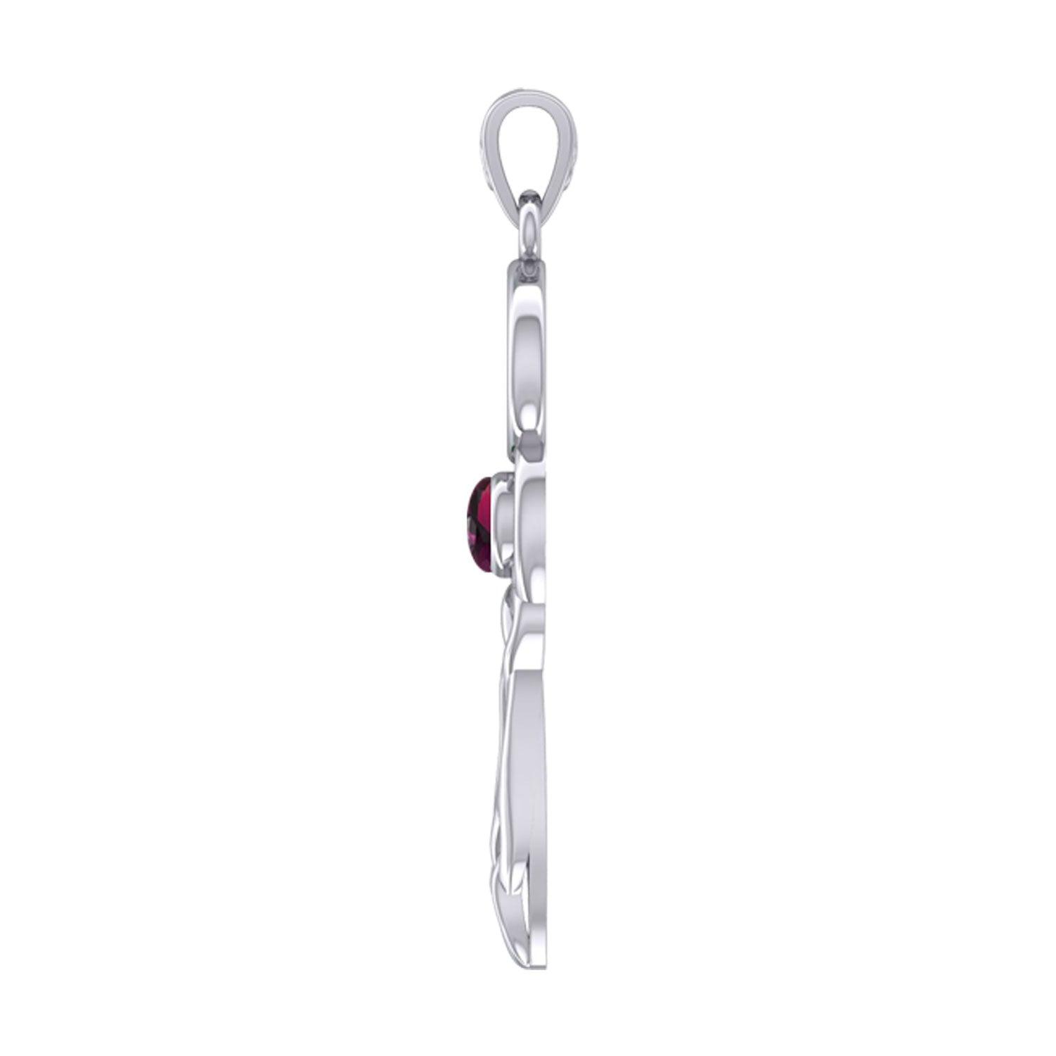 Celtic Goddess Cancer Astrology Zodiac Sign Silver and Gold Accents Pendant with Ruby MPD5938 - Jewelry