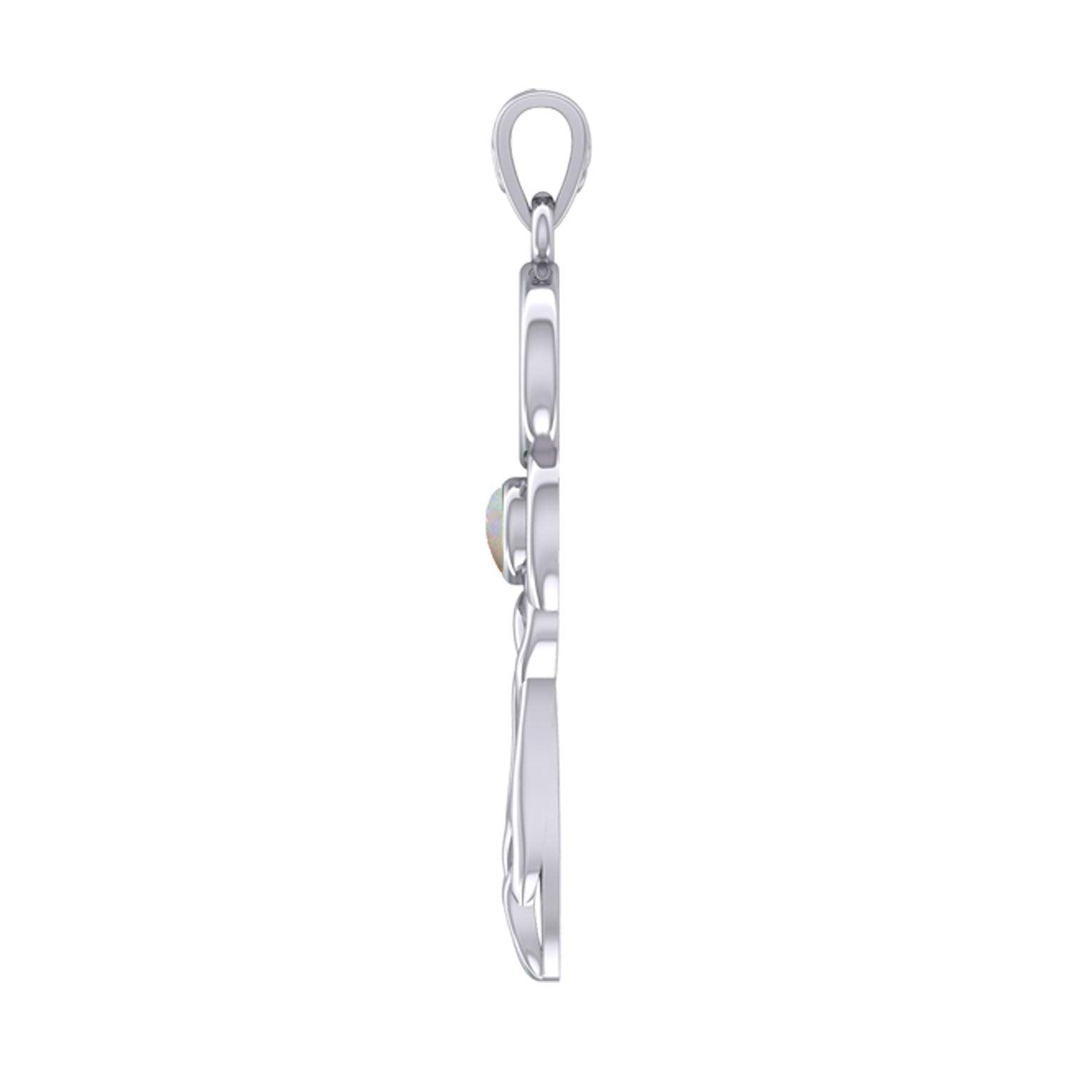Celtic Goddess Libra Astrology Zodiac Sign Silver and Gold Accents Pendant with Opal MPD5941 - Jewelry