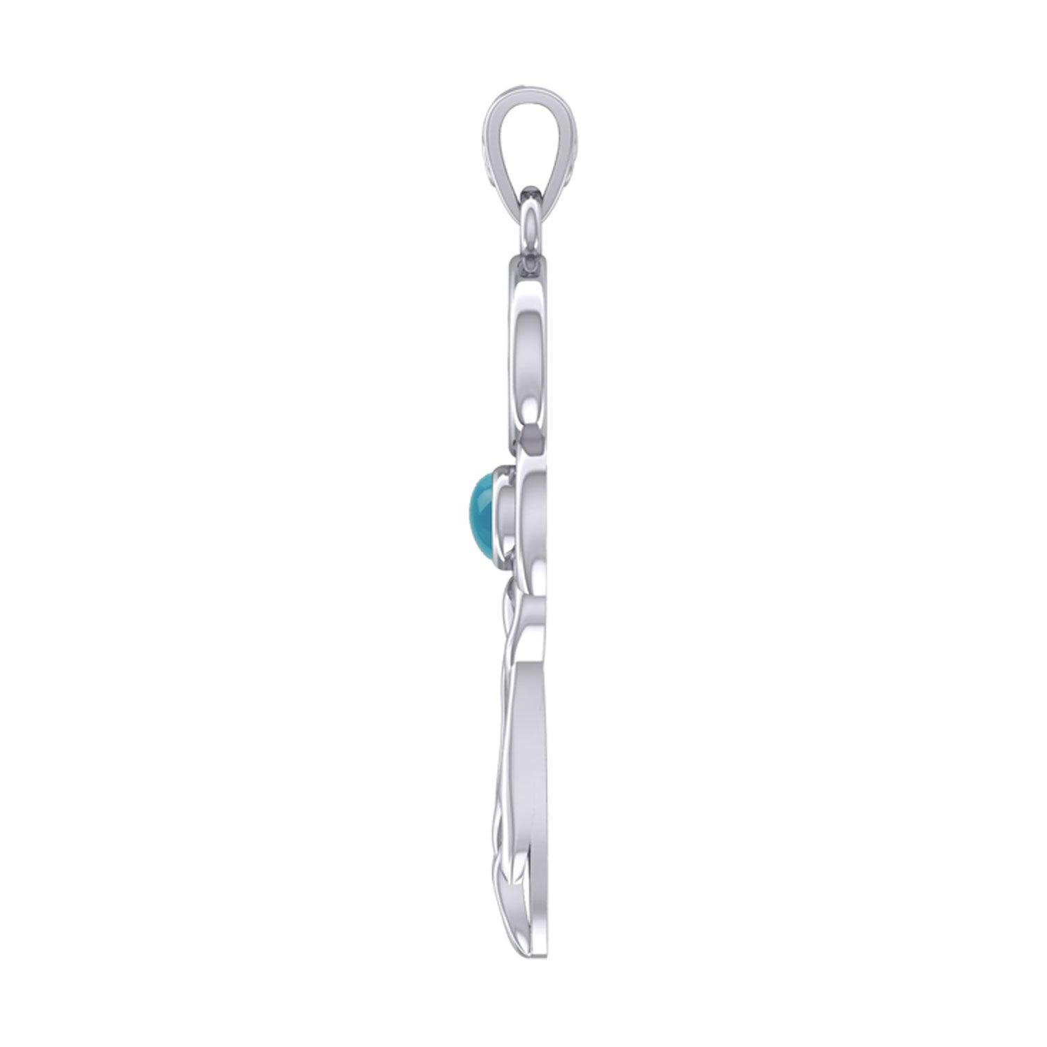 Celtic Goddess Sagittarius Astrology Zodiac Sign Silver and Gold Accents Pendant with Turquoise MPD5943 - Jewelry