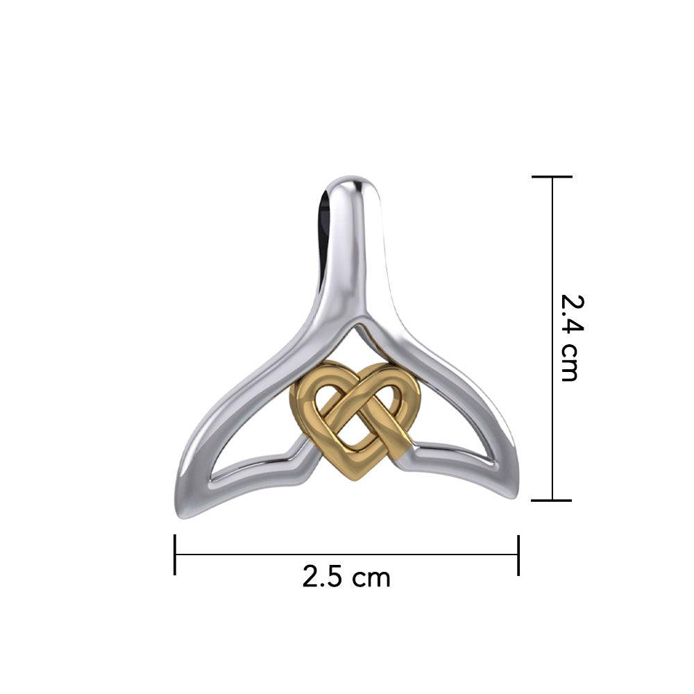 Whale Tail and Celtic Heart Silver with 14K Gold Accent Pendant MPD6050 - Jewelry