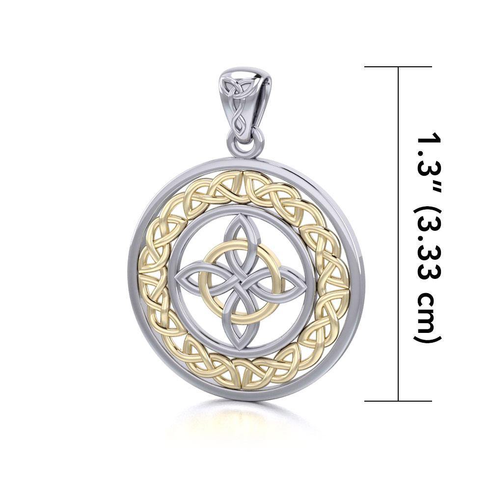 Celtic Knotwork Sterling Silver with 14K Gold accent Pendant MPD728 - Jewelry
