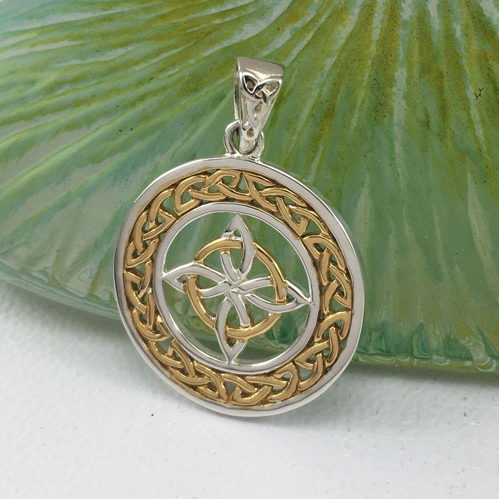 Celtic Knotwork Sterling Silver with 14K Gold accent Pendant MPD728 - Jewelry