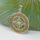 Celtic Knotwork Sterling Silver with 14K Gold accent Pendant MPD728 - Jewelry