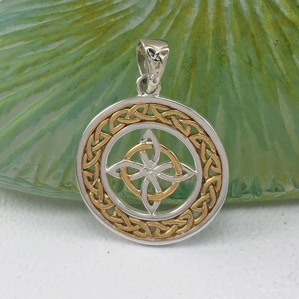 Celtic Knotwork Sterling Silver with 14K Gold accent Pendant MPD728 - Jewelry