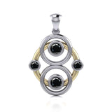 Triple Circles Blaque Silver and Gold Pendant MPD809 - Jewelry