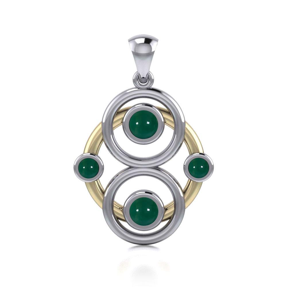 Triple Circles Blaque Silver and Gold Pendant MPD809 - Jewelry