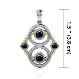 Triple Circles Blaque Silver and Gold Pendant MPD809 - Jewelry