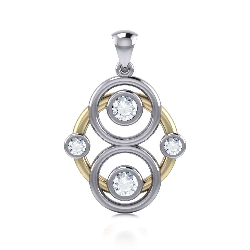 Triple Circles Blaque Silver and Gold Pendant MPD809 - Jewelry