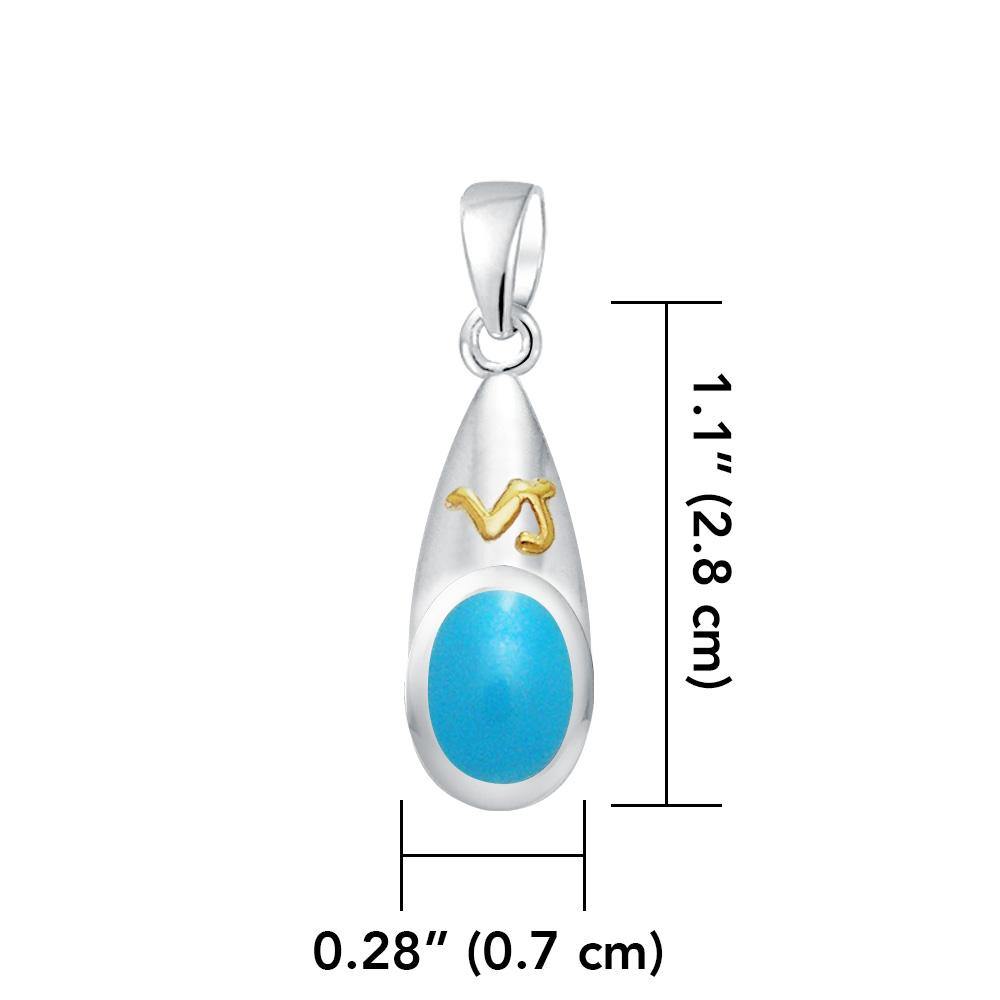 Capricorn Zodiac Symbol Silver and Gold Pendant MPD818 - Jewelry