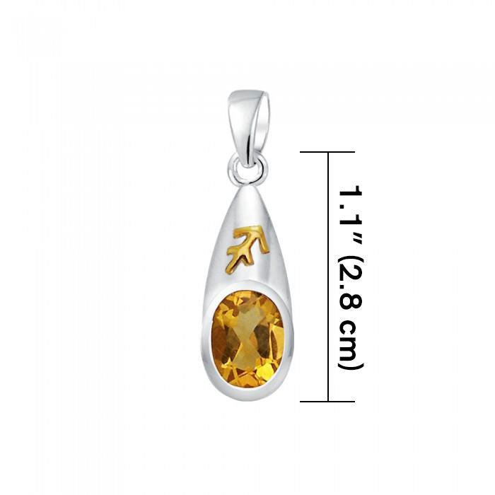 Sagittarius Zodiac Symbol Silver and Gold Pendant MPD820 - Jewelry