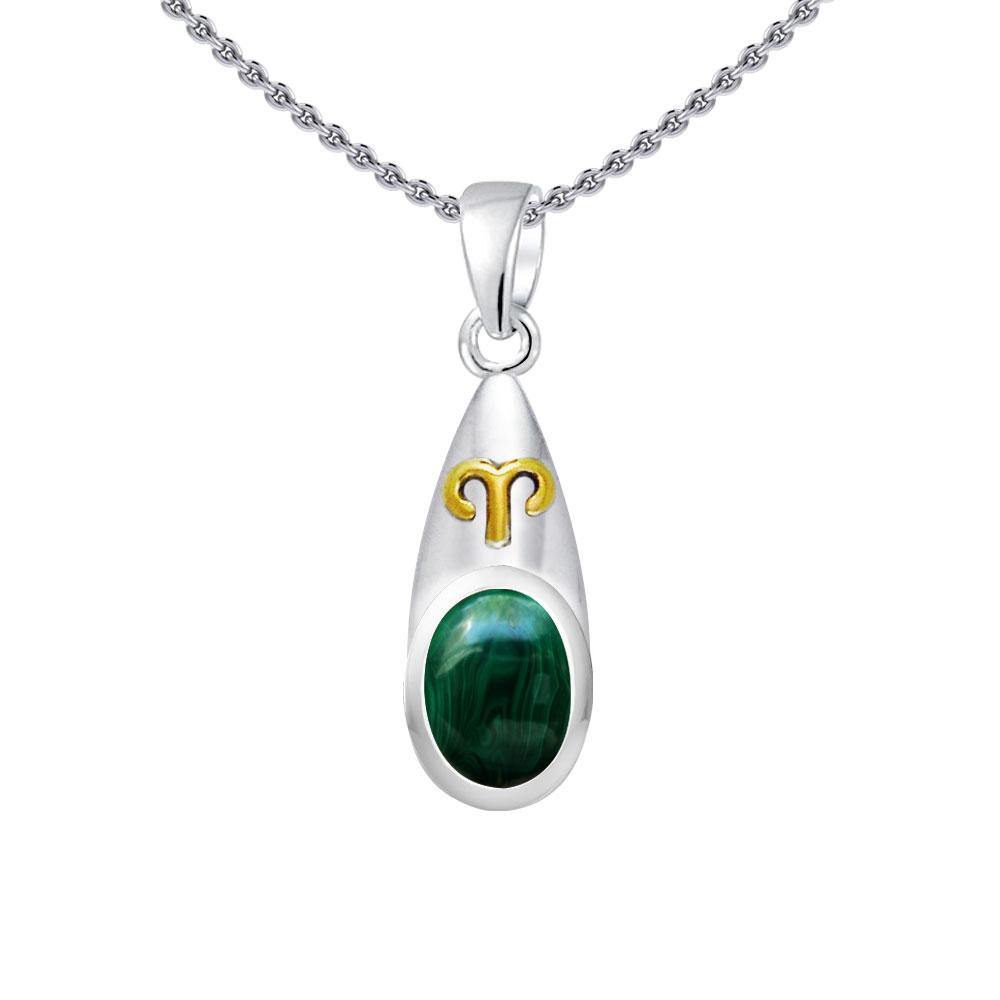 Aries Zodiac Symbol Silver and Gold Pendant MPD823 - Jewelry