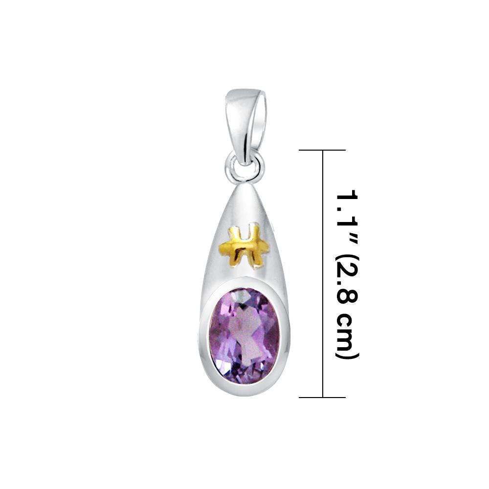 Pisces Zodiac Symbol Silver and Gold Pendant MPD825 - Jewelry