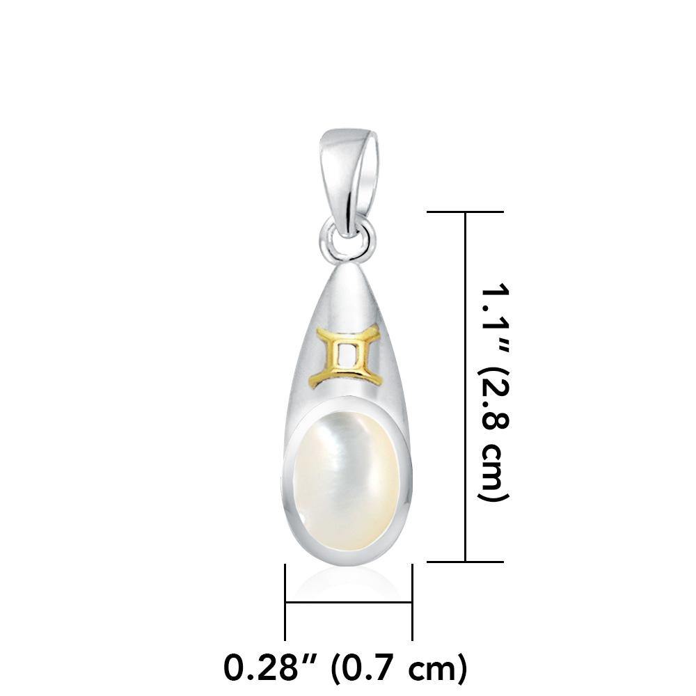 Gemini Zodiac Sign Silver and Gold Pendant MPD848 - Jewelry