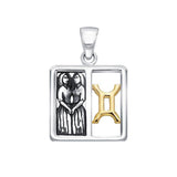 Gemini Zodiac Symbol Silver and 14K Gold Accent Pendant MPD916 - Jewelry