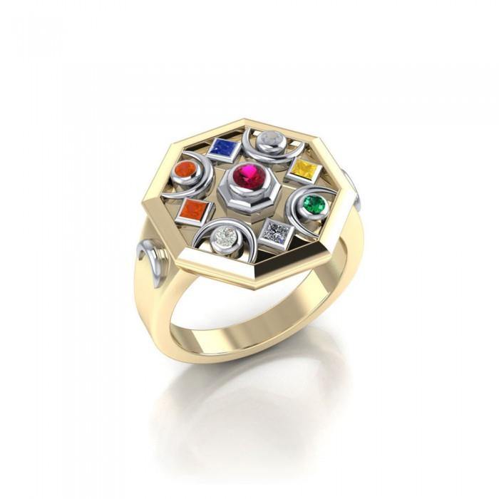 Chandra Moon Silver and Gold Accent Ring MRI1247 - Jewelry