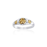 Triskelion Spiral Silver and 14K Gold Accent Ring MRI1585 - Jewelry