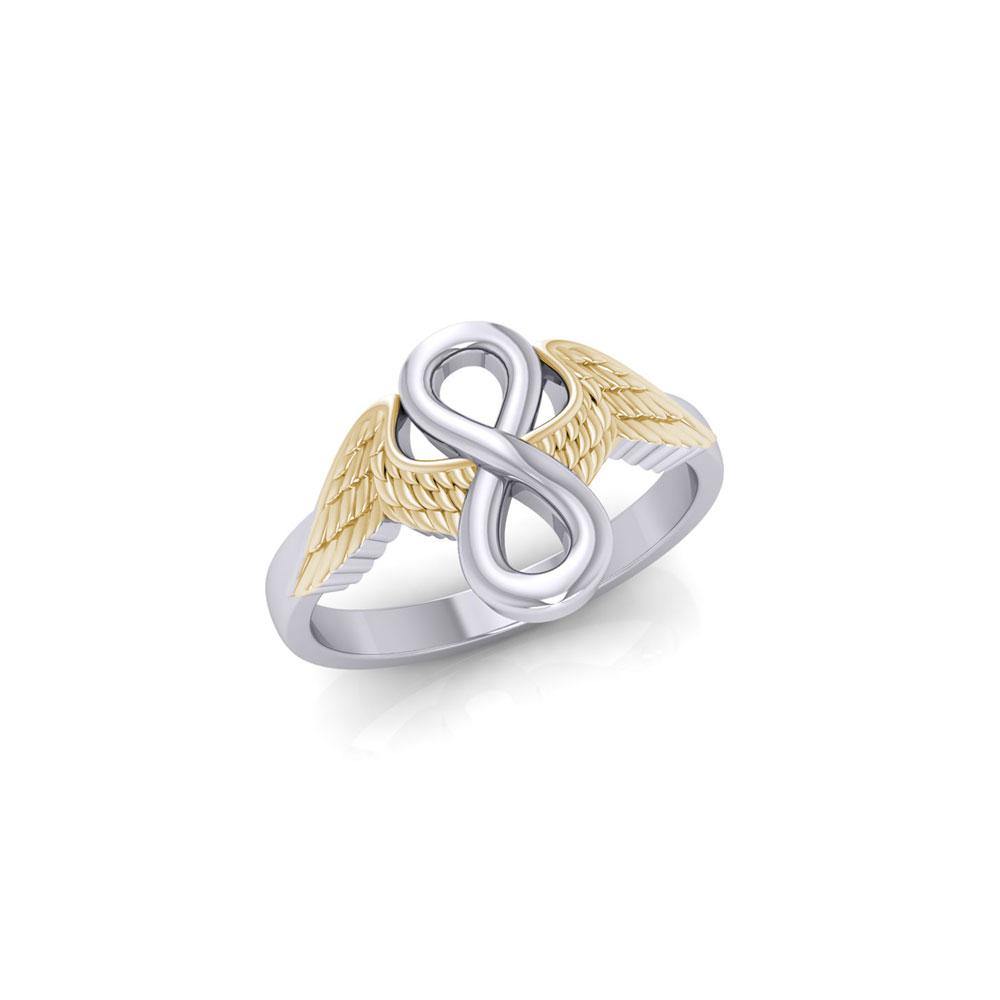Angel Wings with Infinity Silver and Gold Accent Ring MRI1711 - Jewelry