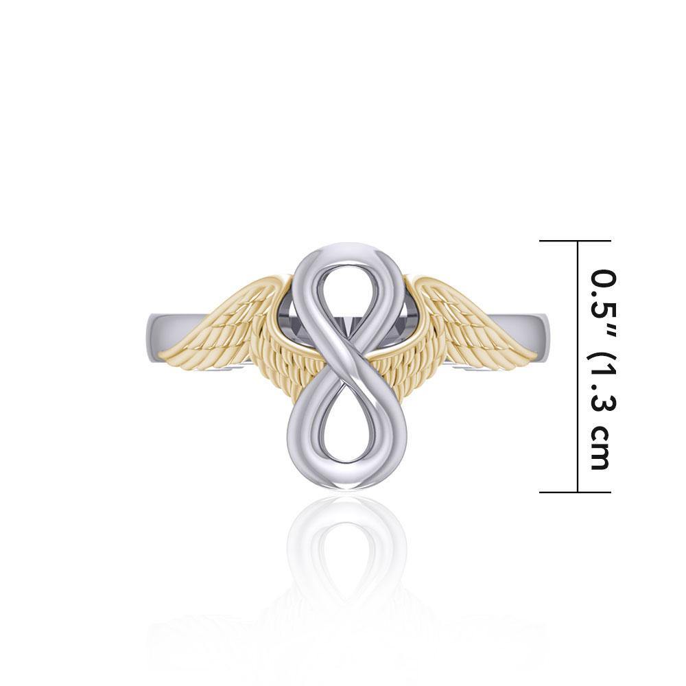 Angel Wings with Infinity Silver and Gold Accent Ring MRI1711 - Jewelry