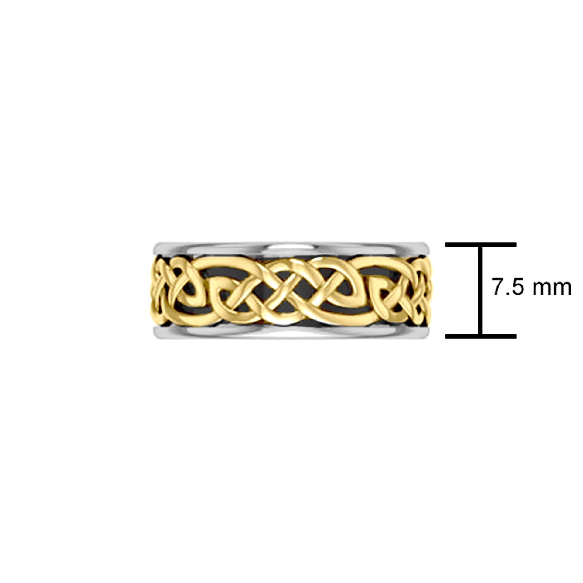 Celtic Knotwork Silver and Gold Accent Wedding Ring MRI2353 - Jewelry