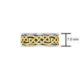 Celtic Knotwork Silver and Gold Accent Wedding Ring MRI2353 - Jewelry