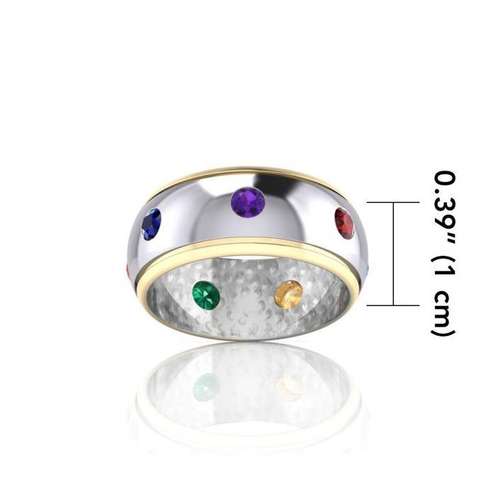 Silver and Gold Chakra Band Ring MRI488 - Jewelry