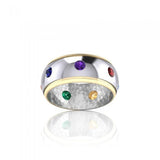 Silver and Gold Chakra Band Ring MRI488 - Jewelry