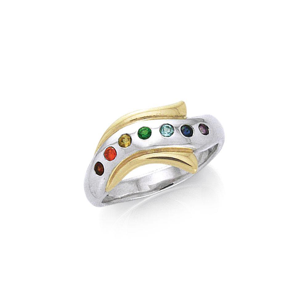 Silver and Gold Chakra Ring MRI489 - Jewelry