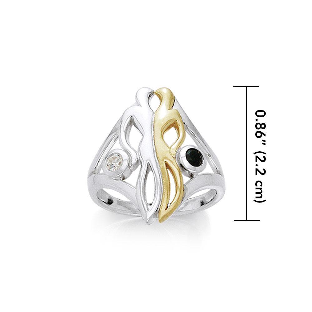 Venus and Mars with Gems Silver and Gold Ring MRI555 - Jewelry