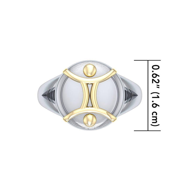 We Are All One Silver and Gold Ring MRI627 Peter Stone Jewelry