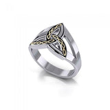 Braided Celtic Trinity ~ Sterling Silver Knot Ring with 18k Gold accent MRI657 - Jewelry