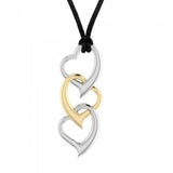 Triple Heart Silver and Gold Necklace MSE423 - Jewelry