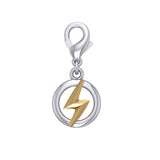 Zeus God Lightning Bolt Sterling Silver and Gold Clip on Charm MWC173