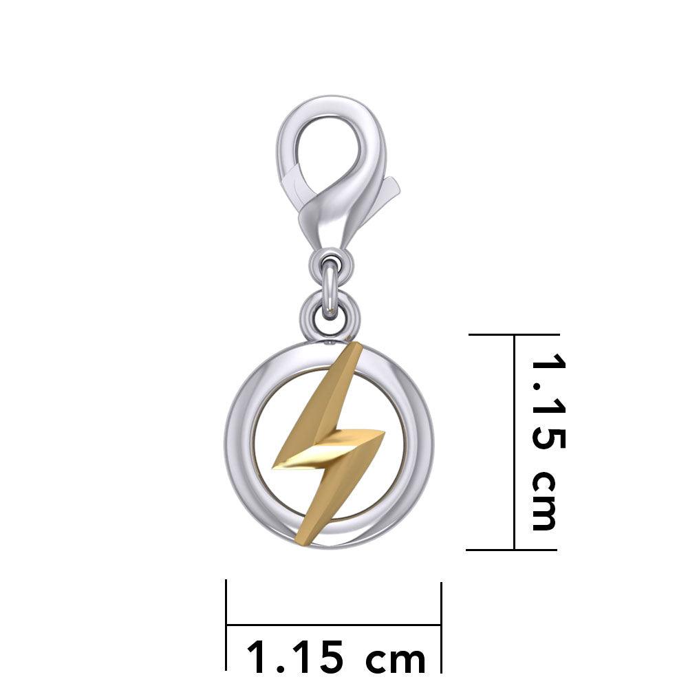 Zeus God Lightning Bolt Silver and Gold Clip on Charm MWC173 - Jewelry