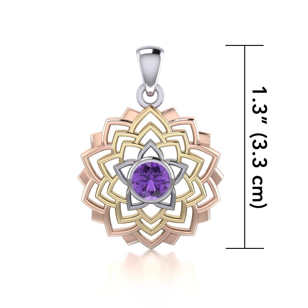 Sahasrara Crown Chakra Lotus Three Tone Pendant OPD1973 - Jewelry