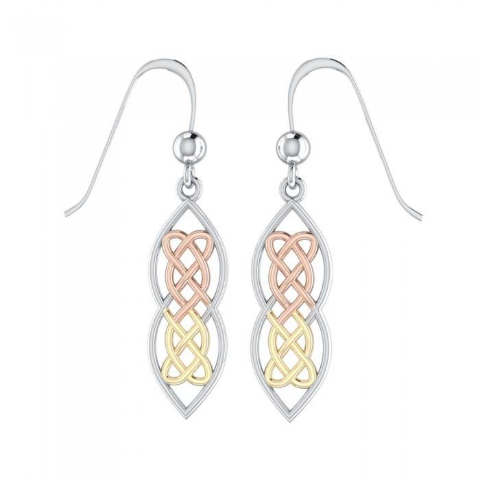 Celtic Knotwork Hearts Three Tone Earrings OTE121 - Jewelry