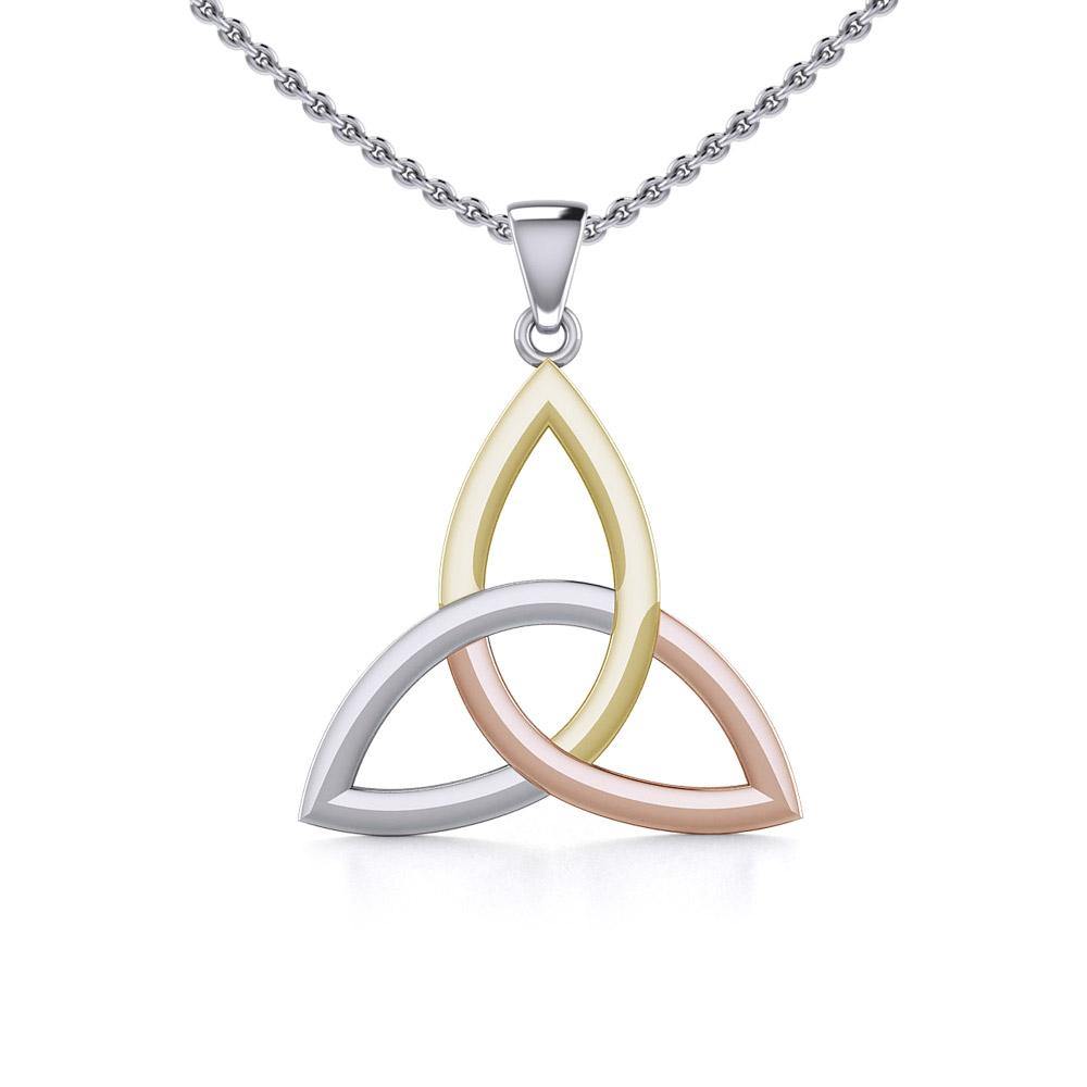 The unity of life’s triplicities ~ Celtic Knotwork Trinity Sterling Silver Three Tone Pendant Jewelry OTP085 - Jewelry