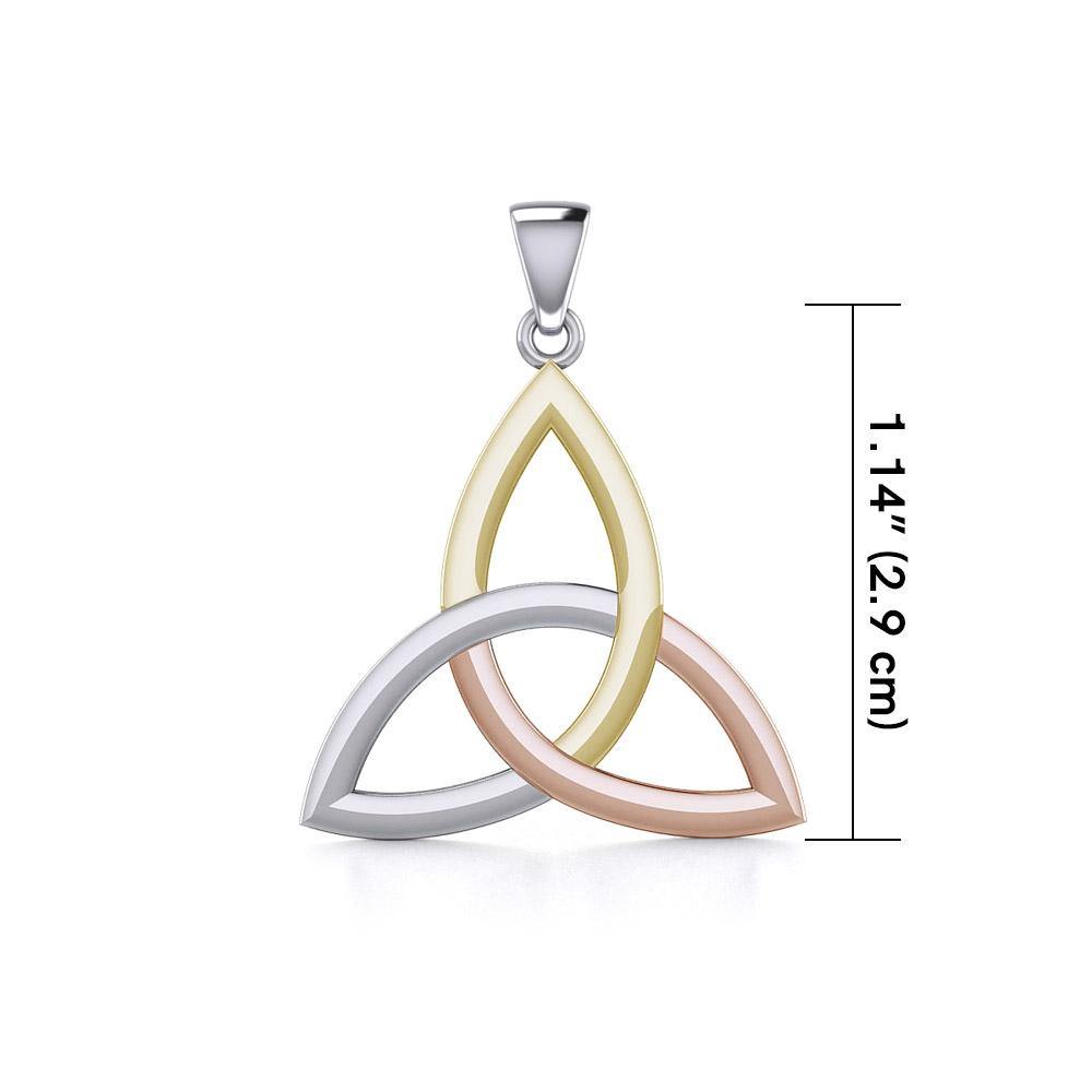 The unity of life’s triplicities ~ Celtic Knotwork Trinity Sterling Silver Three Tone Pendant Jewelry OTP085 - Jewelry