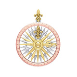 Celtic tradition in Fleur de Lis Three Tone Rose Compass Pendant OTP1118