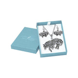 Brigid Ashwood Fierce Wolf Silver Pendant Chain and Earrings Box Set SET068 - Jewelry