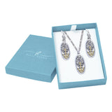 The Tree of Life Silver and Gold Pendant Chain and Earrings Box Set SET086