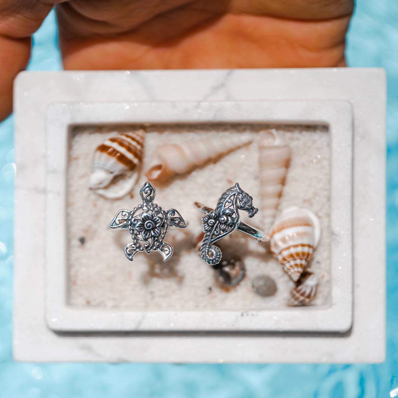A touch of whimsical sea vibe Silver Seahorse Filigree Ring TRI1794 - Jewelry