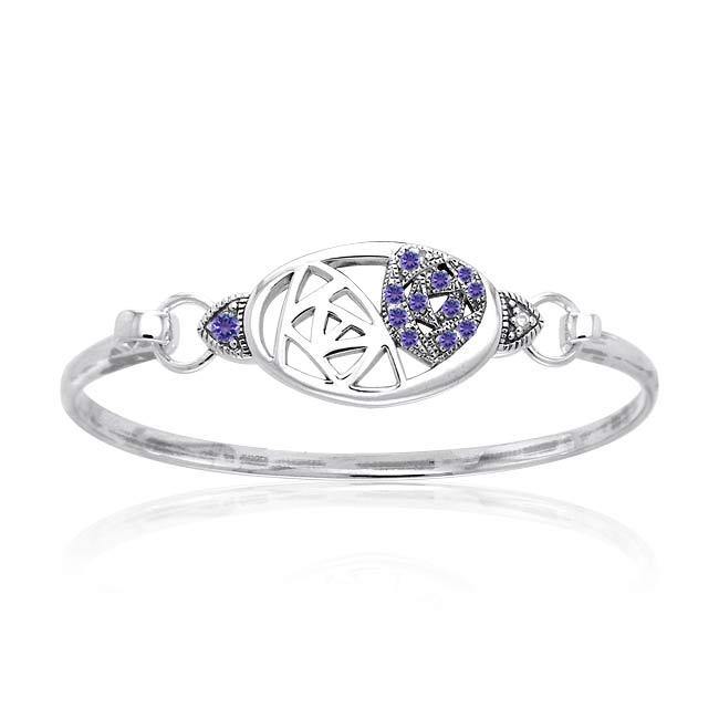 Abstract Elegance Silver Spring lock Bracelet with Gems TBA132 - Jewelry