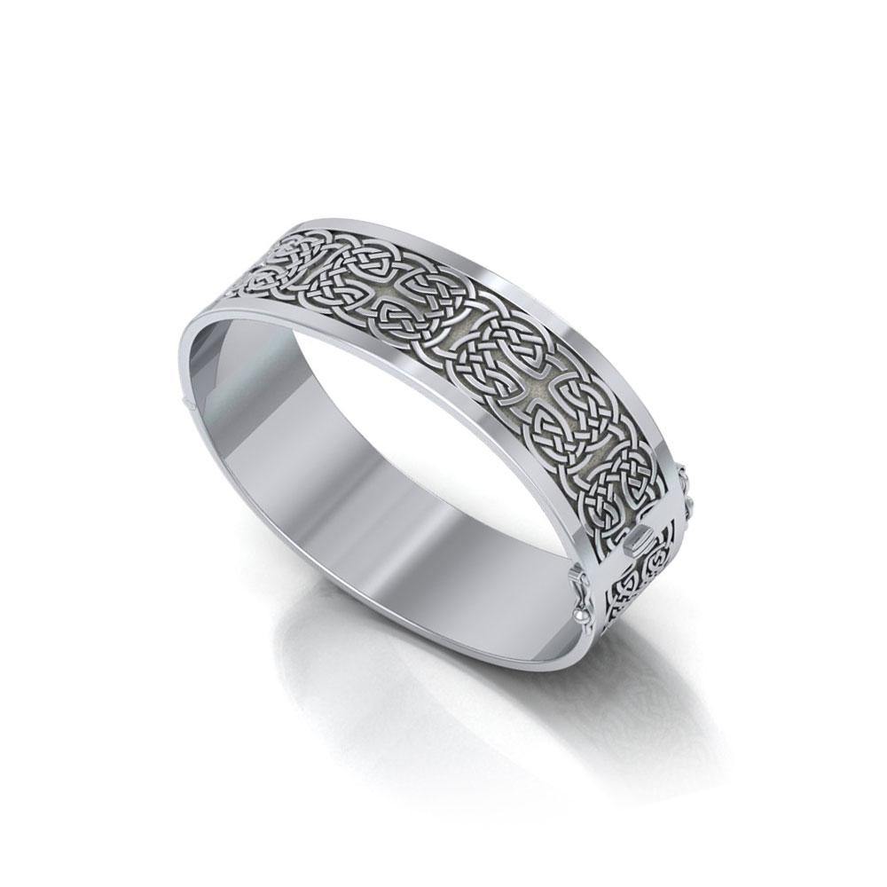 Large Silver Elegance Solid Celtic Knot Bangle with open lock TBA213 - Jewelry