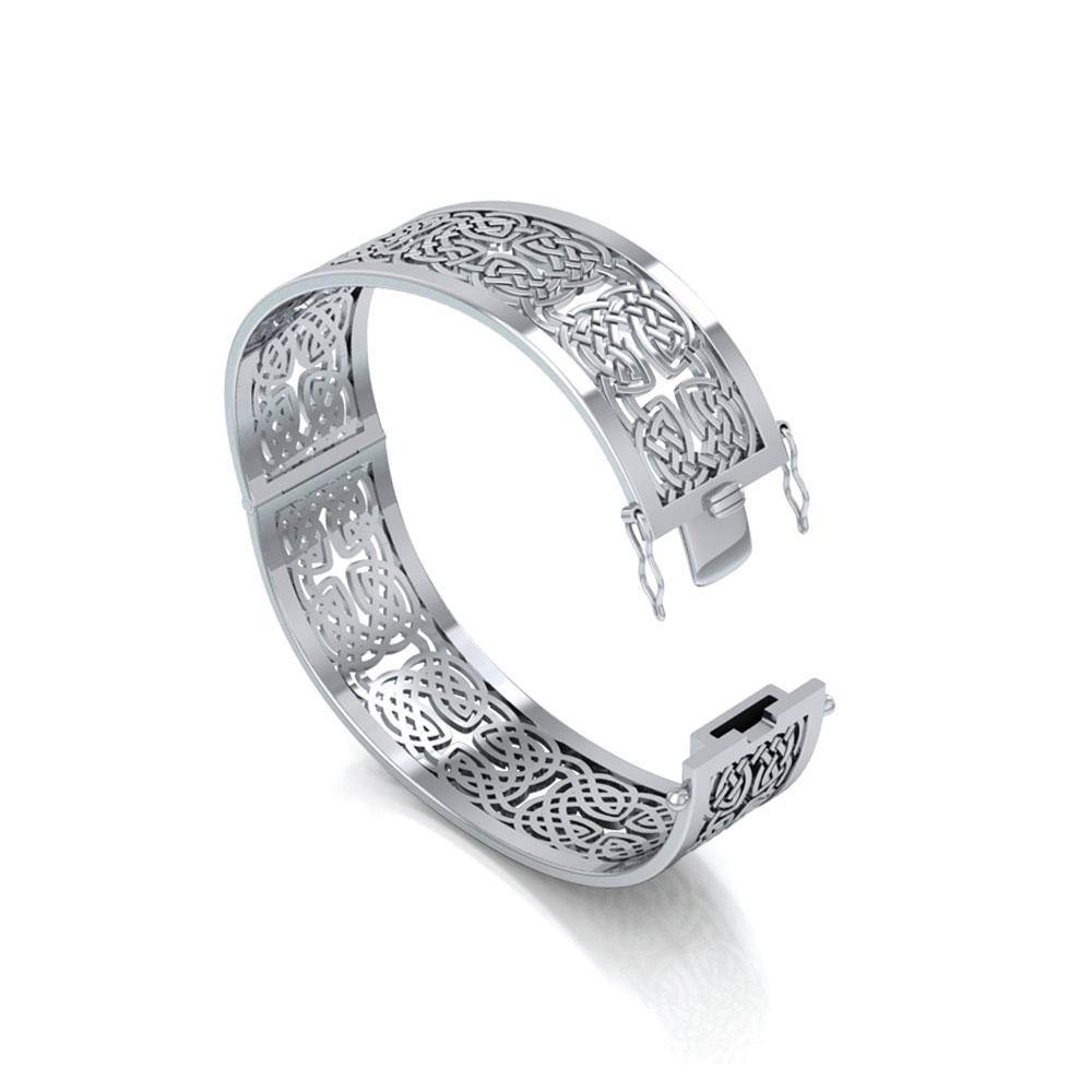 Large Silver Elegance Hollow Celtic Knot Bangle with open lock TBA214 - Jewelry
